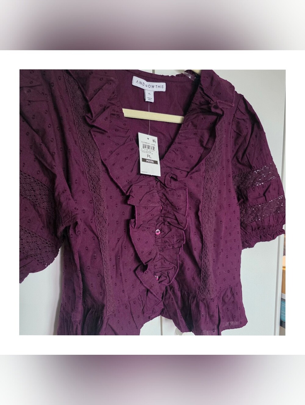 And/Or This.   Petite Ruffled-Front Clip-Dot Cotton Button-Up Blouse | PL